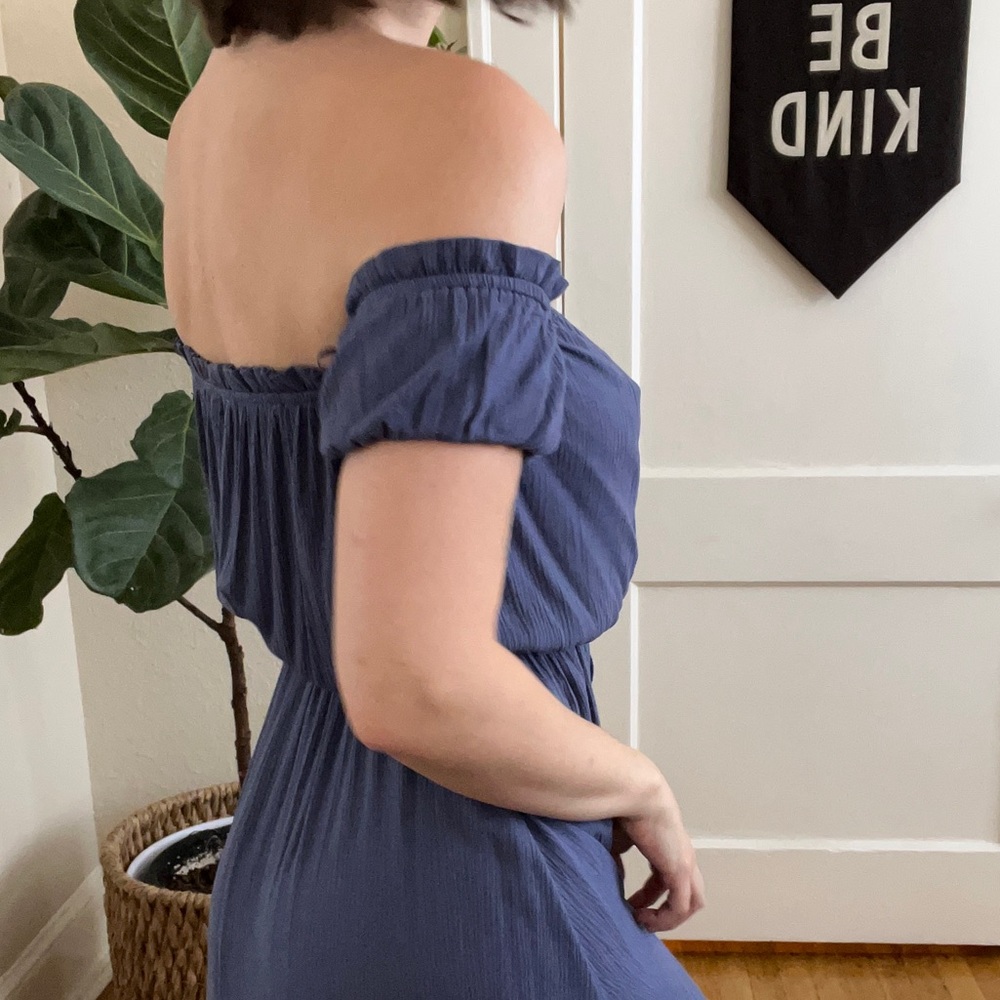 Indigo Off-Shoulder High-Low Dress - Picture 2 of 2